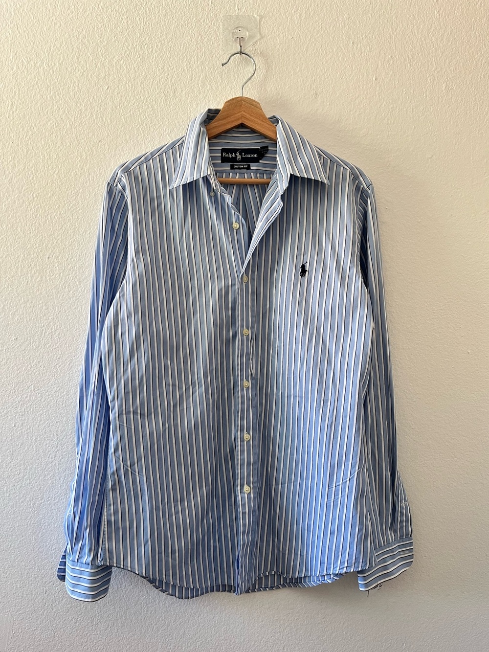 Polo by Ralph Lauren Blue Stripe Button Up Oxford Cotton Shirt Medium